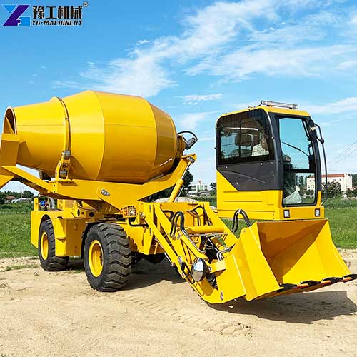 self loading mixer truck working site