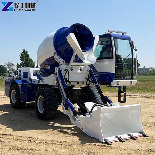 self mixing concrete truck working site