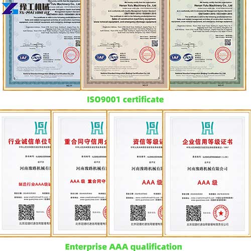 certificate of YG dredging equipment