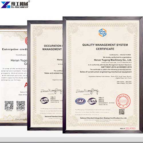 certificates of YG-20 portable mini concrete pump