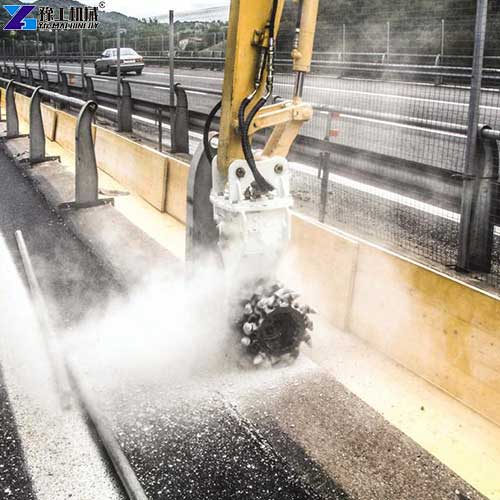 excavator drum cutter working for construction site