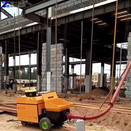 small portable concrete pump working site